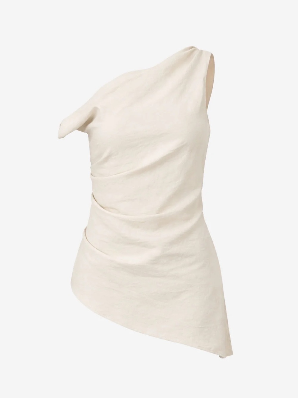 Asymmetric One-Shoulder White Tank Top